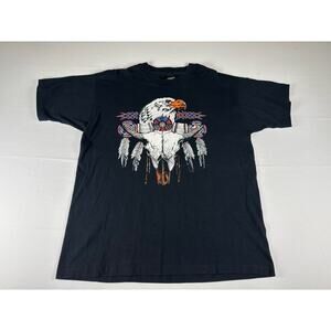 Diamond Dust Skull Graphic T Shirt Mens XL Black Native Western Biker Tee